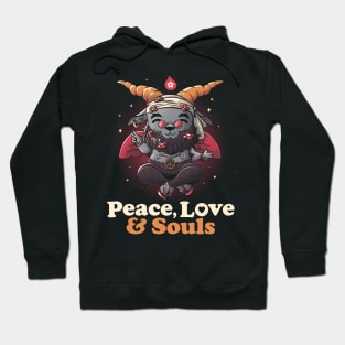 Peace, Love And Souls - Creepy Cute Baphomet Gift Hoodie